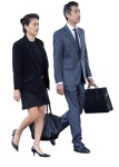 Asian businessman and businesswoman walking to a meeting - Human PNG - miniature