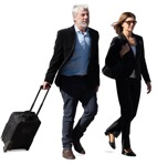 Middle-aged couple with a suitcase, walking to the airport - People PNG - miniature