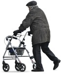 Elderly man grandfather walking people png (3438) - miniature
