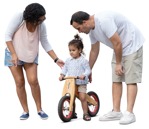 Parents teaching their daughter to ride a bike - Photoshop People Cutout - miniature