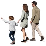 Excited boy showing something to his parents on a walk - Human PNG - miniature