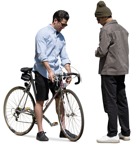 Man showing his friend the new bicycle - people png - miniature