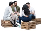 Group of friends sitting and talking at agarden party - Human PNG - miniature