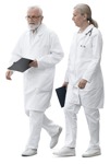 Two doctors walking through the hospital hallway - Person PNG - miniature