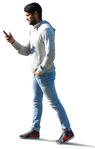 Man with a smartphone walking people png (830) - miniature