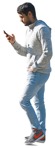 Man with a smartphone walking cut out pictures (2625) - miniature