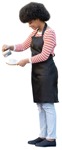 Person png - young black female barista preparing cappucino - miniature