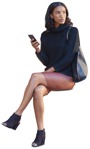 Woman with a smartphone sitting png people (9527) - miniature