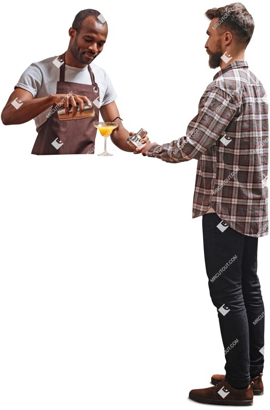 Bartender with customers people png (4566)