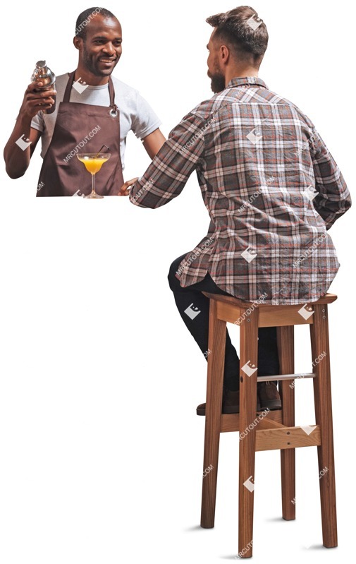 Bartender with customers people png (4567)