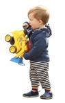 Toddler playing with a toy bulldozer - people png - miniature