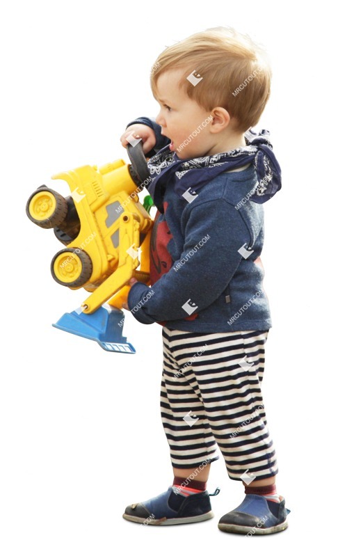 Toddler playing with a toy bulldozer - people png