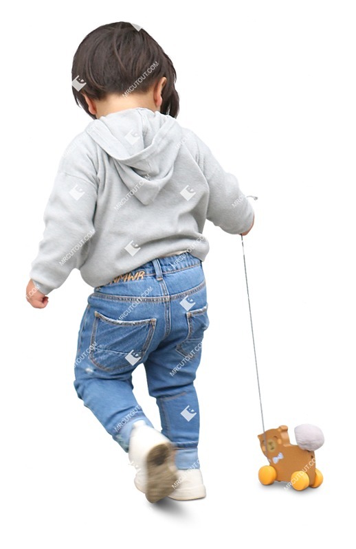 Boy playing people cutouts (12475)