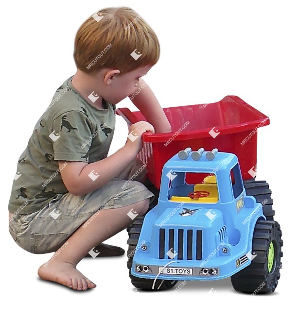 Boy playing people cutouts (11422)