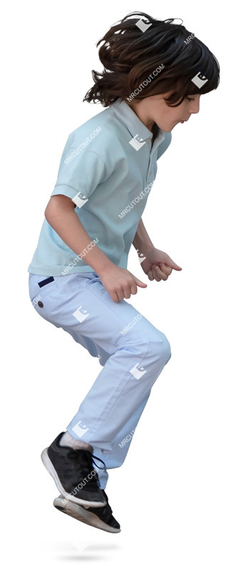 Boy playing people cutouts (20036)