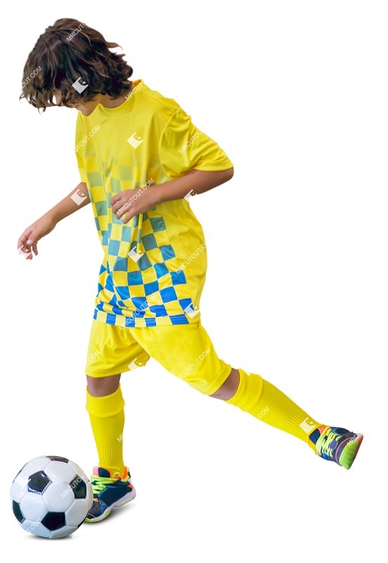 Boy playing soccer cut out people (11243)
