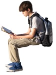 Boy reading a book people png (15199) - miniature