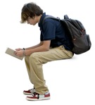 Boy reading a book  (13717) - miniature