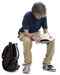 Boy reading a book  (13714) - miniature