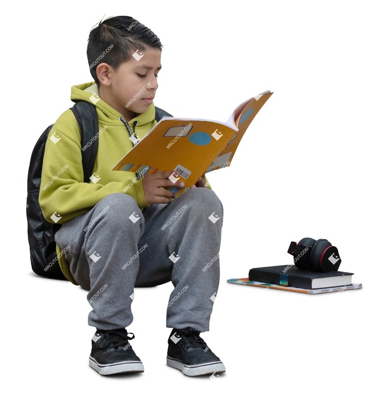 Boy reading a book person png (18406)