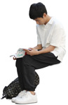 Boy reading a book people png (20254) - miniature