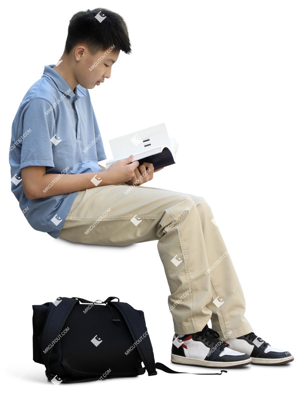 Boy reading a book entourage people (20171)