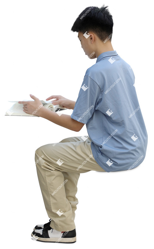 Boy reading a book cut out people (20169)
