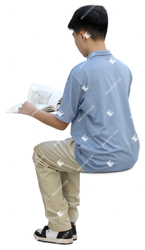 Boy reading a book cut out people (20221)