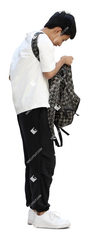 Boy standing entourage people (19459)