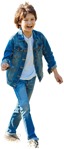 Boy walking happy child in jeans clothes - human png | MrCutout.com - miniature
