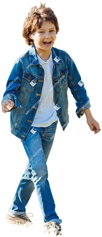 Boy walking happy child in jeans clothes - human png