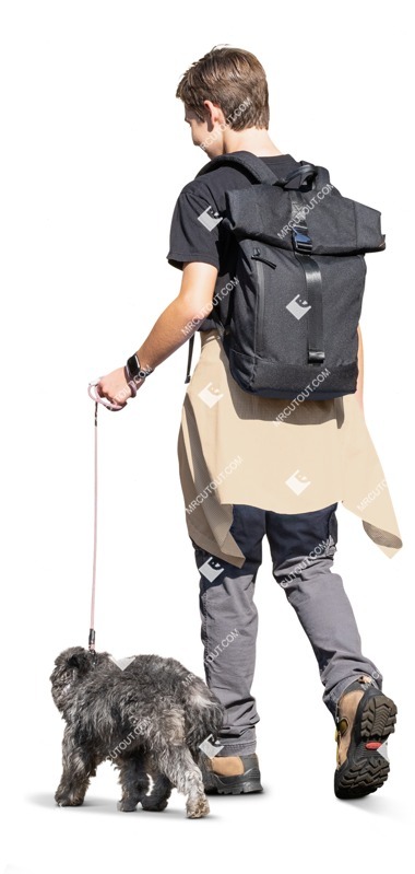 Boy walking the dog people png (16820)