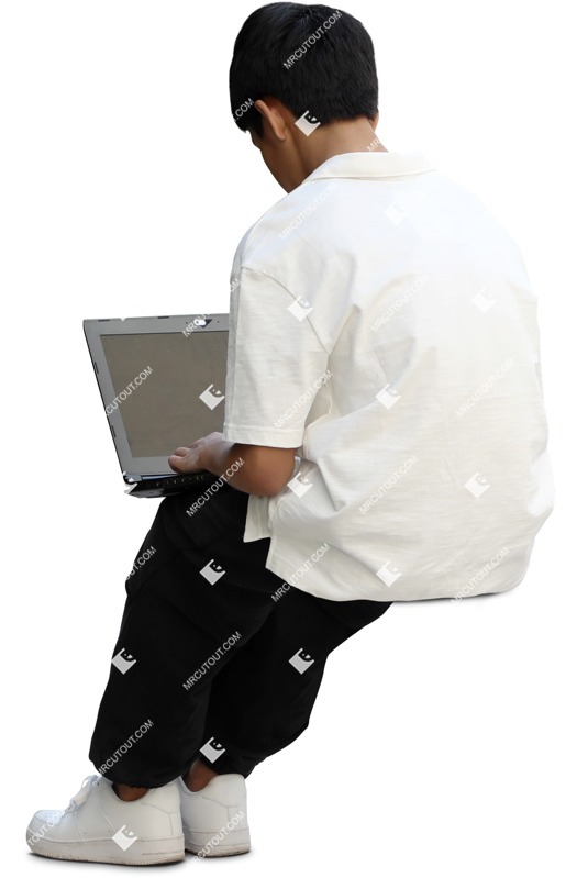 Boy with a computer learning entourage people (19860)