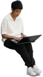 Boy with a computer learning person png (20280) - miniature