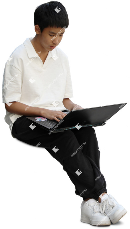 Boy with a computer learning person png (20280)