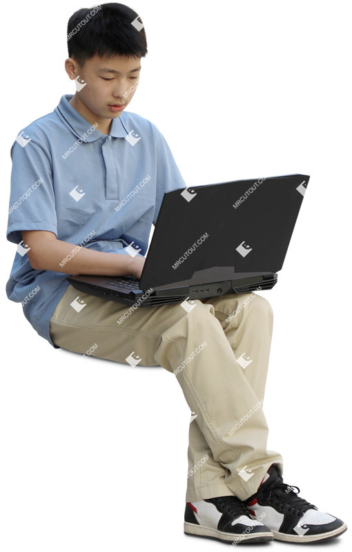Boy with a computer learning person png (20170)