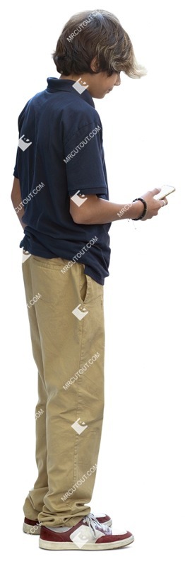 Boy with a smartphone standing people png (12035)