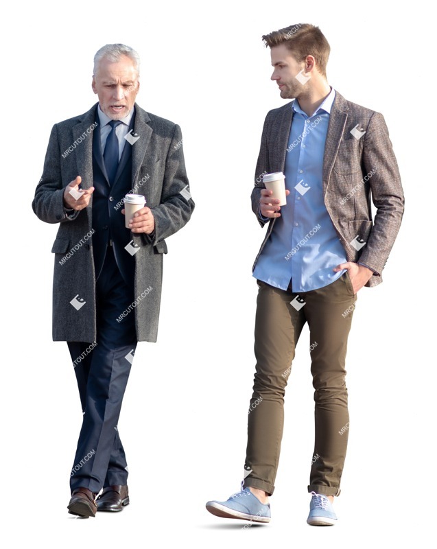 People png walking two businessmen walking with coffee
