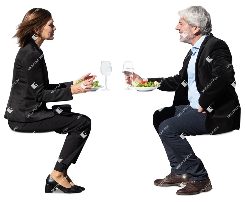Business group eating seated cut out pictures (16487)