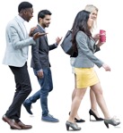Friends walking four young adult business casual people png - miniature