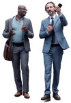 Businessman walking two men talking with coffee people png - miniature