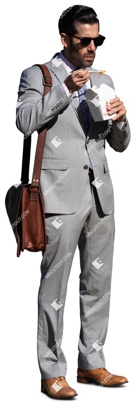 Businessman eating people cutouts (13544)