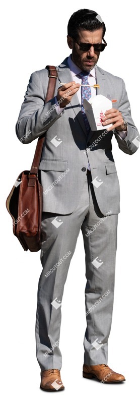 Businessman eating people cutouts (13545)