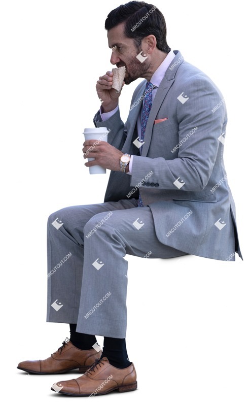 Businessman eating seated people png (14753)
