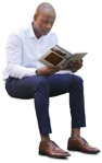 Man sitting in elegant clothes reading a book African people png | MrCutout.com - miniature