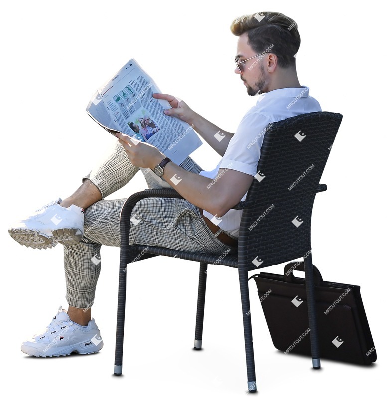 Businessman reading a newspaper png people (8004)