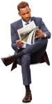 Businessman reading a newspaper  (9509) - miniature