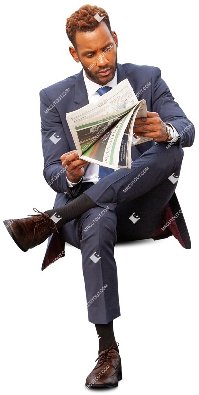 Businessman reading a newspaper people png (9509)