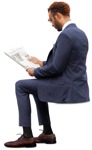 Businessman reading a newspaper  (9511) - miniature
