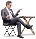 Businessman reading a newspaper people png (12224) - miniature